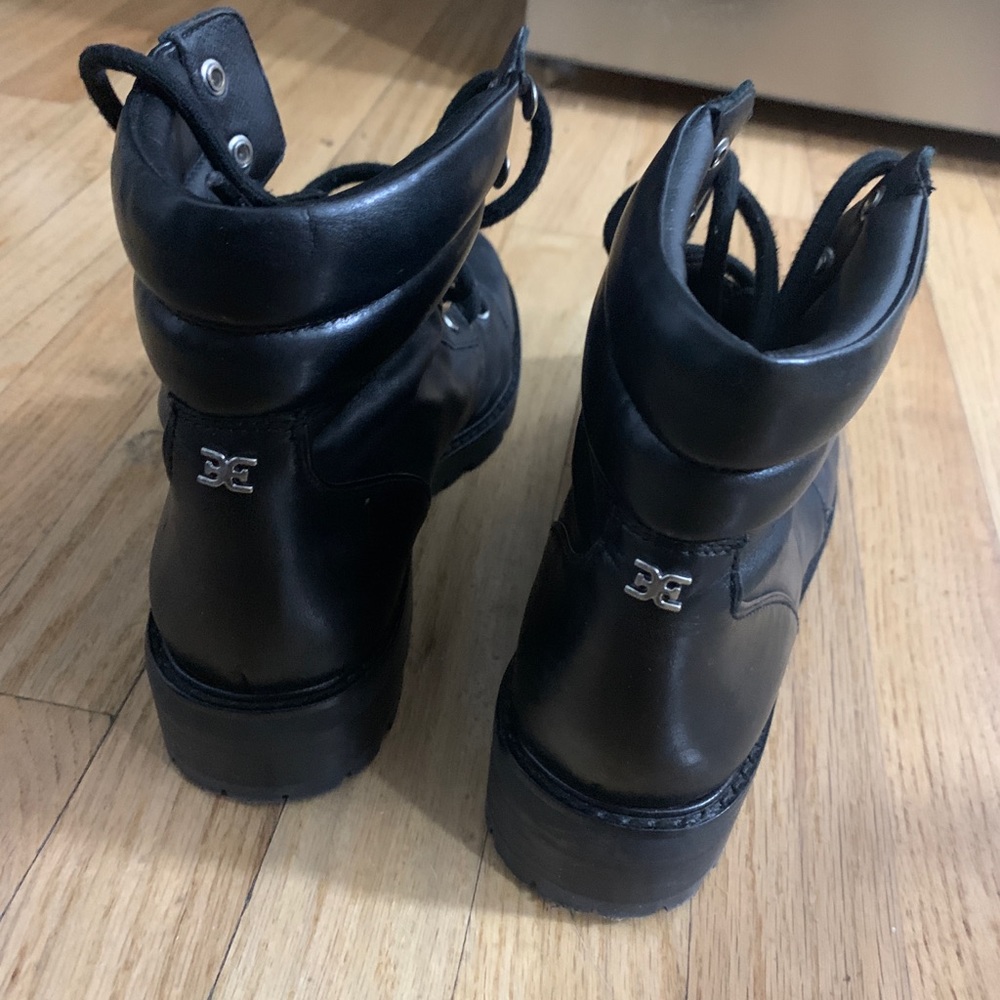 Sam Edelman black ankle leather lace up winter boots